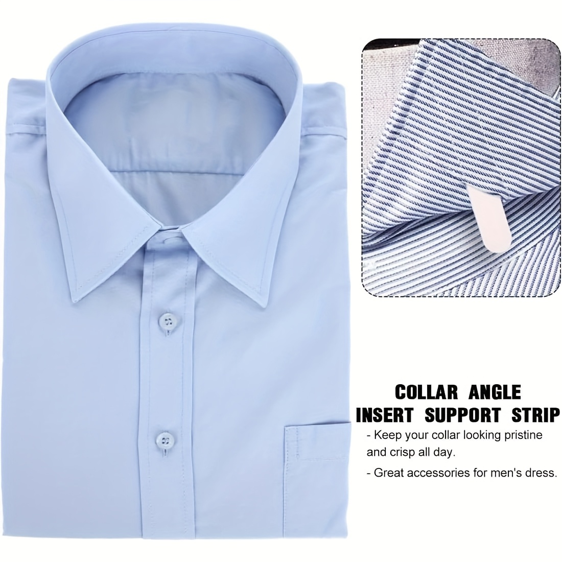 50 piezas de soportes de cuello de camisa para hombre, tamaños