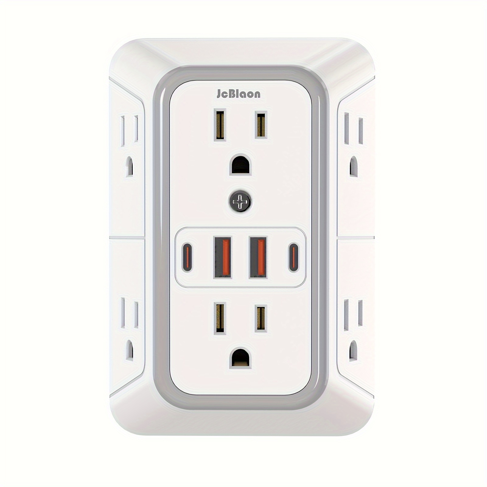 

Wall Charger, Protector, 6 Outlet Extender With 4 Usb Charging Ports 3-sided 1050j Power Strip Multi Plug Adapter Spaced For Home Travel Office (2a2c)