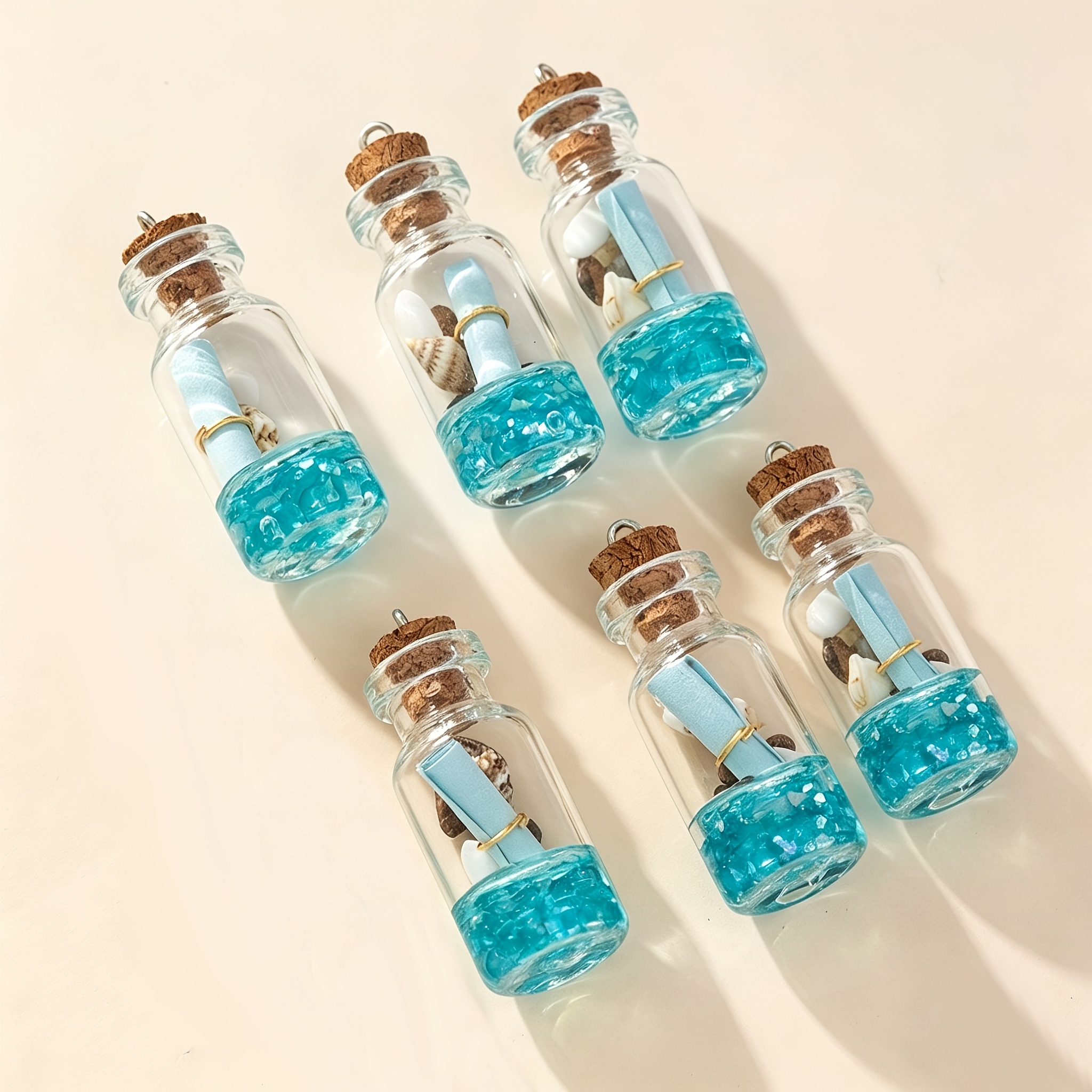 Image of 6pcs Drift Glass Bottle Charms Wish Bottle Pendants For Jewelry Making Diy Handmade Necklace Earrings Accessories