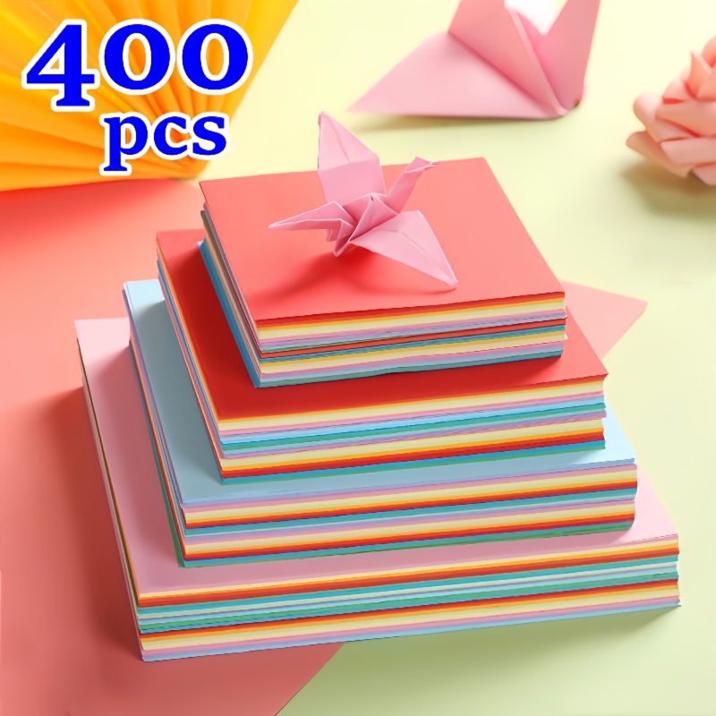 

400pcs Of Colored Craft Paper In 4 Different Sizes And Of 10 Colors, Suitable For Origami, Crafts, Office Supplies, Art And Sewing Materials, And Paper Art Tools For Scrapbooking.