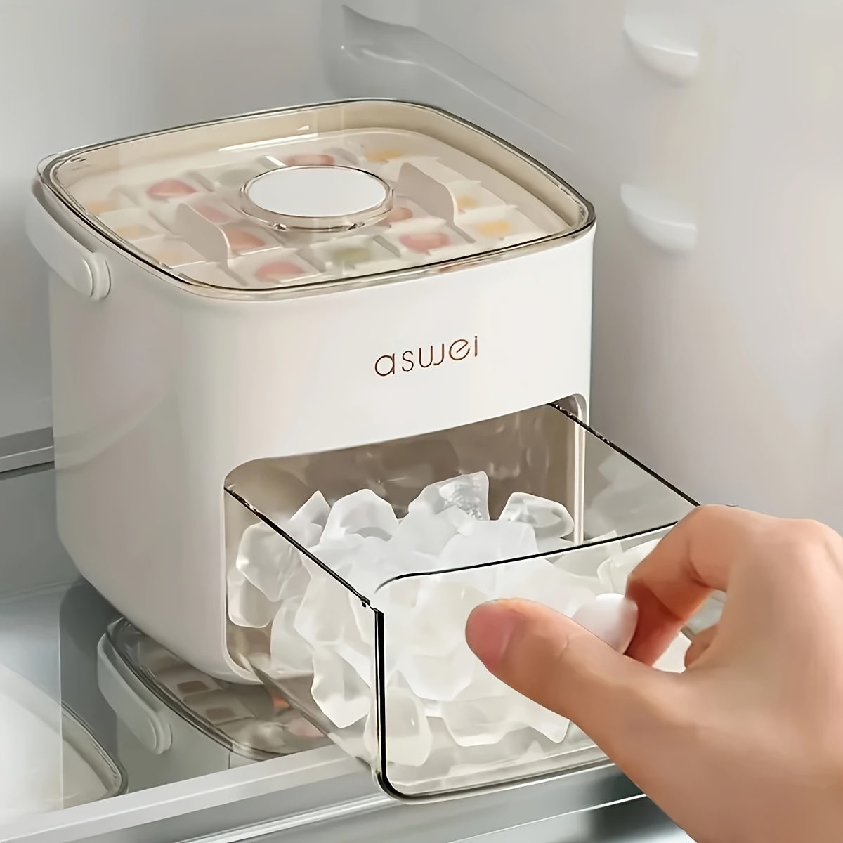 1pc large capacity ice maker with   lid 25 50 cube capacity single double layer design food grade plastic refrigerator storage rack   chilling whiskey and cocktails essential kitchen tool non electric details 1