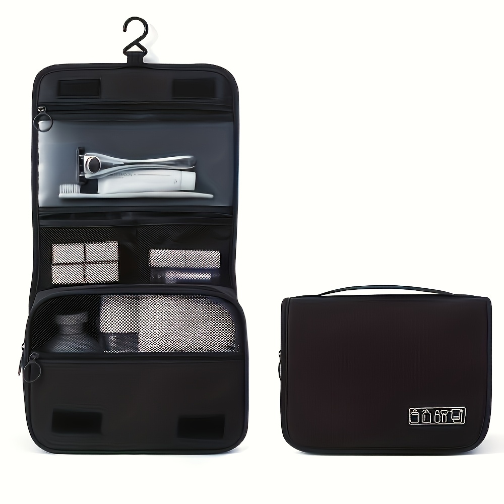 

Sac de Lavage et Maquillage Multifonctionnel Étanche avec Crochet - Tissu Oxford , Design Pliable pour Voyage, Fermeture Éclair