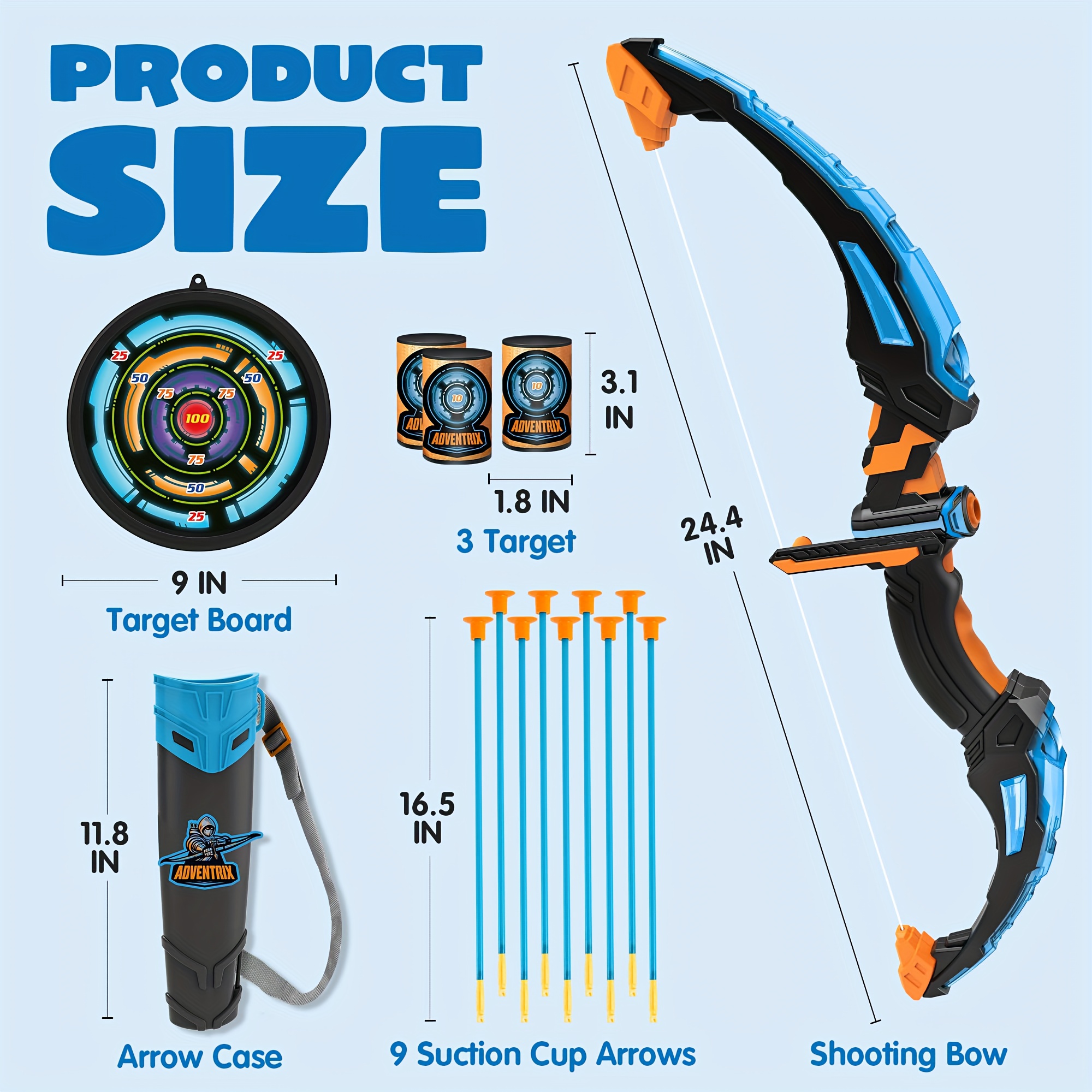 TEMU Joyin Led Bow And Arrow For Kids, Light Up Archery Toy Play Set With Suction Cups Arrows, Targets & Arrow Case, Indoor And Outdoor Hunting Play