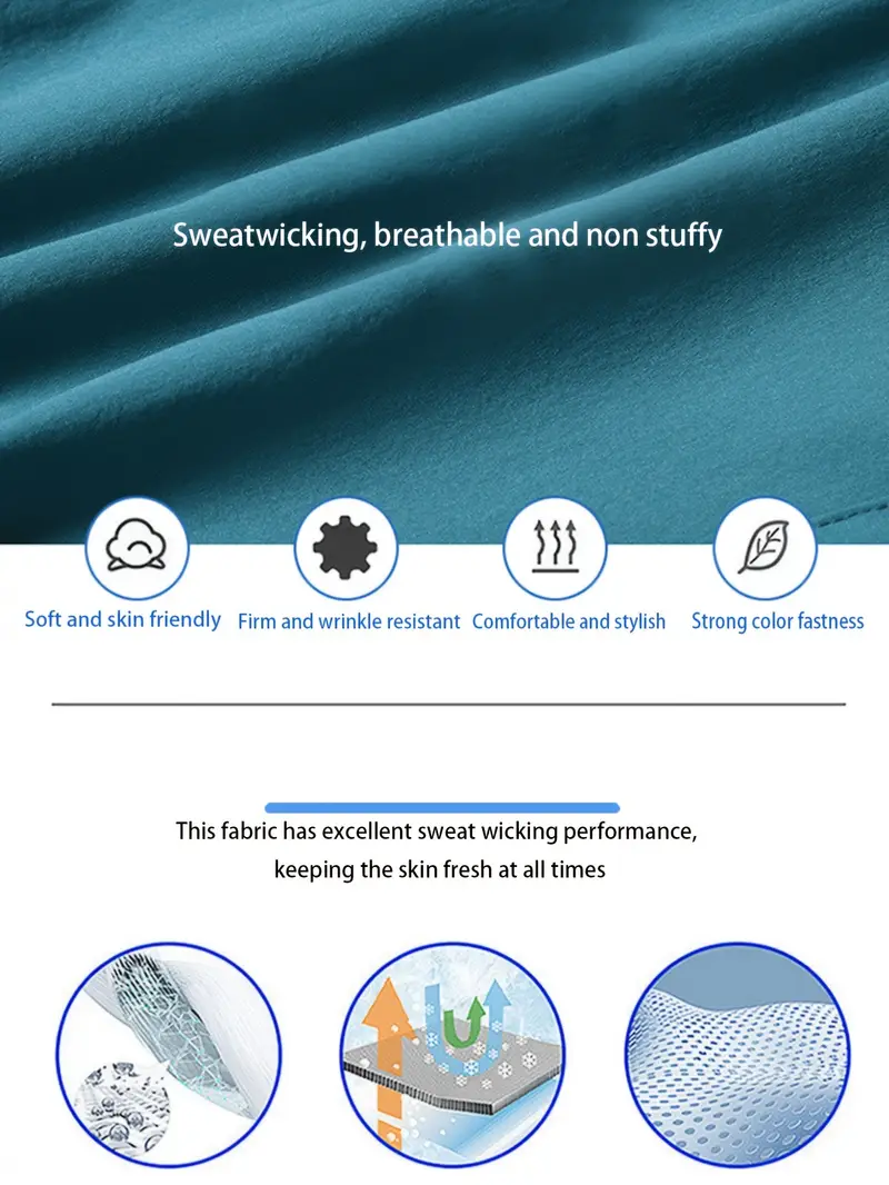 2 piece set mens solid summer quick dry sports shorts with zip pocket and breathable drawstring casual outdoor athletic wear lake blue black 5