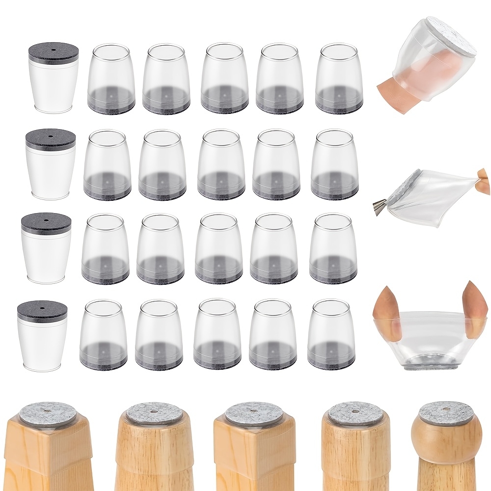 24-pack Solid Wood Floor Chair Leg Protectors, Silicone Non-slip Pads For Furniture Legs, Anti-slip And Noise-reducing, Suitable For Wood And Tile Floors, Round, Frosted Surface