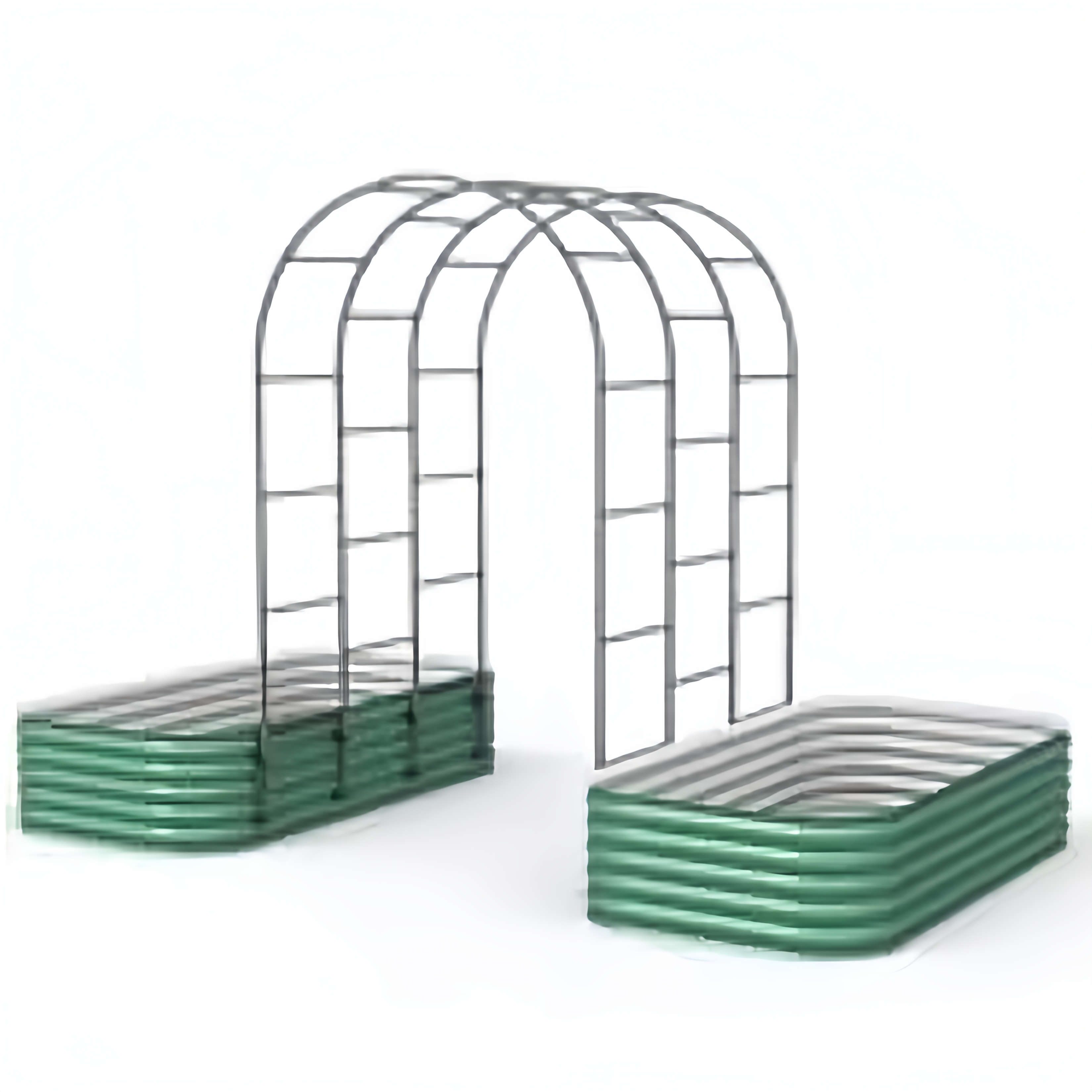 TEMU 3-in-1 Galvanized Metal Raised Garden Bed With 90in Tall Arch Trellis, Complete Kit With Climbing Net And Plant Ties, Outdoor Planter For
