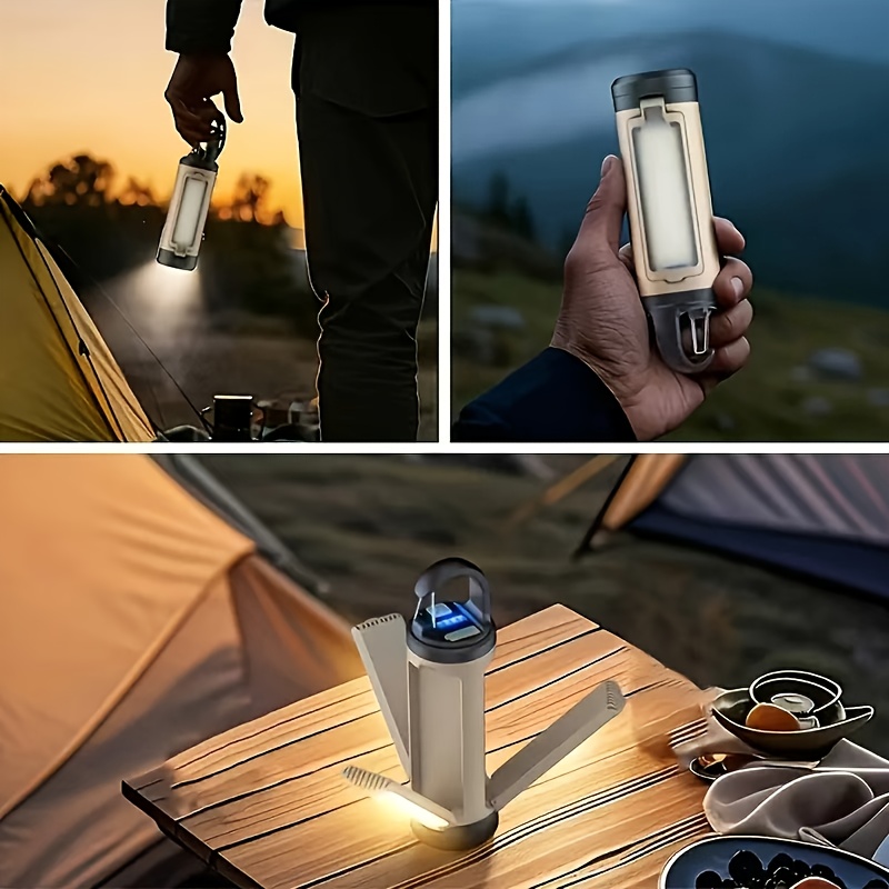 rechargeable led folding camping light usb portable flashlight 360   design with charge display and 6   outdoor hanging tent light suitable for hiking and emergency   Product details 3