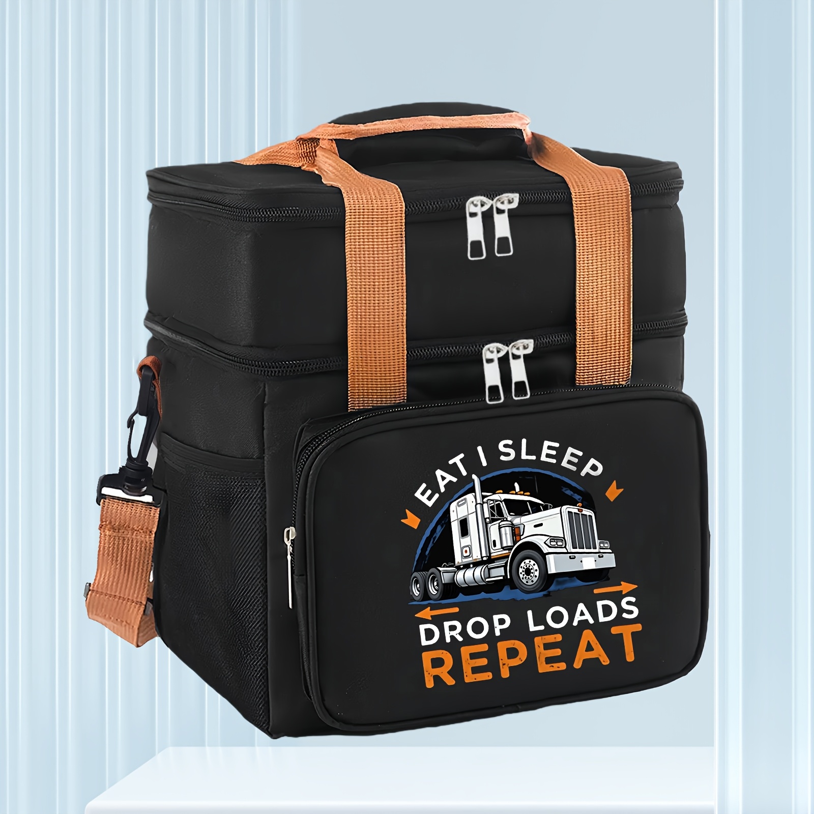 TEMU 1pc Trucking Lunch Tote Bag - Large Capacity Bag With Durable Oxford Fabric, Portable For , Camping, Picnics Non-food Contact
