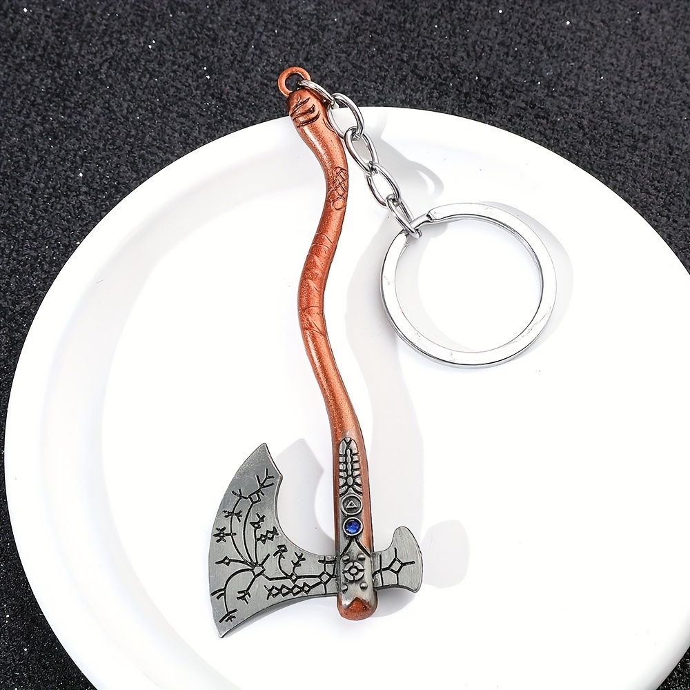 

1pc Fashionable Alloy Axe Keychain, Bronze Miniature Axe Keyring, Non-braided Accessory For Men And Boys, Ideal Gift