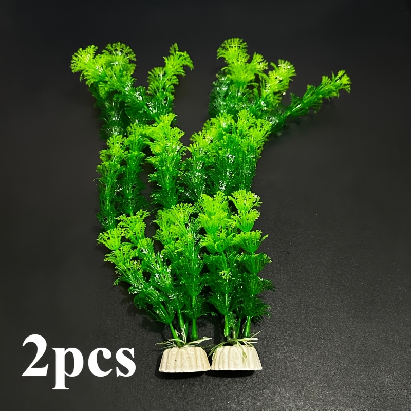 Image of 2pcs Colored Artificial Aquatic Plants - Durable Abs Resin Aquatic Plants, Suitable For Fish Tank Decoration