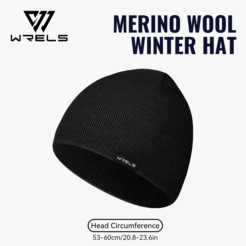 TEMU 1pc, Wrels Autumn Winter Merino Wool Hat, Thick Warm Beanie, Comfortable , High Elasticity Sweat Absorbent Moisture Wicking Breathable And Not