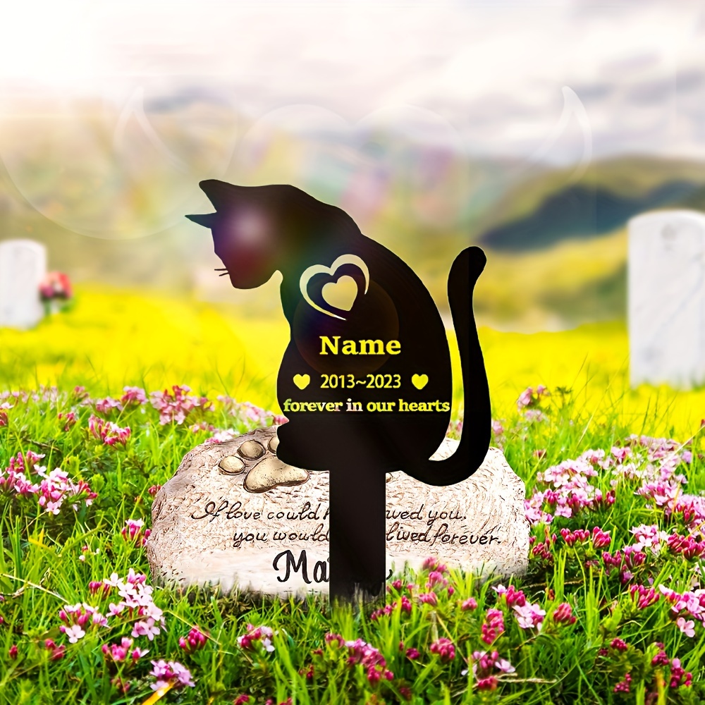 

Engraved Cat - Personalized Grave For , , Or Lawn -