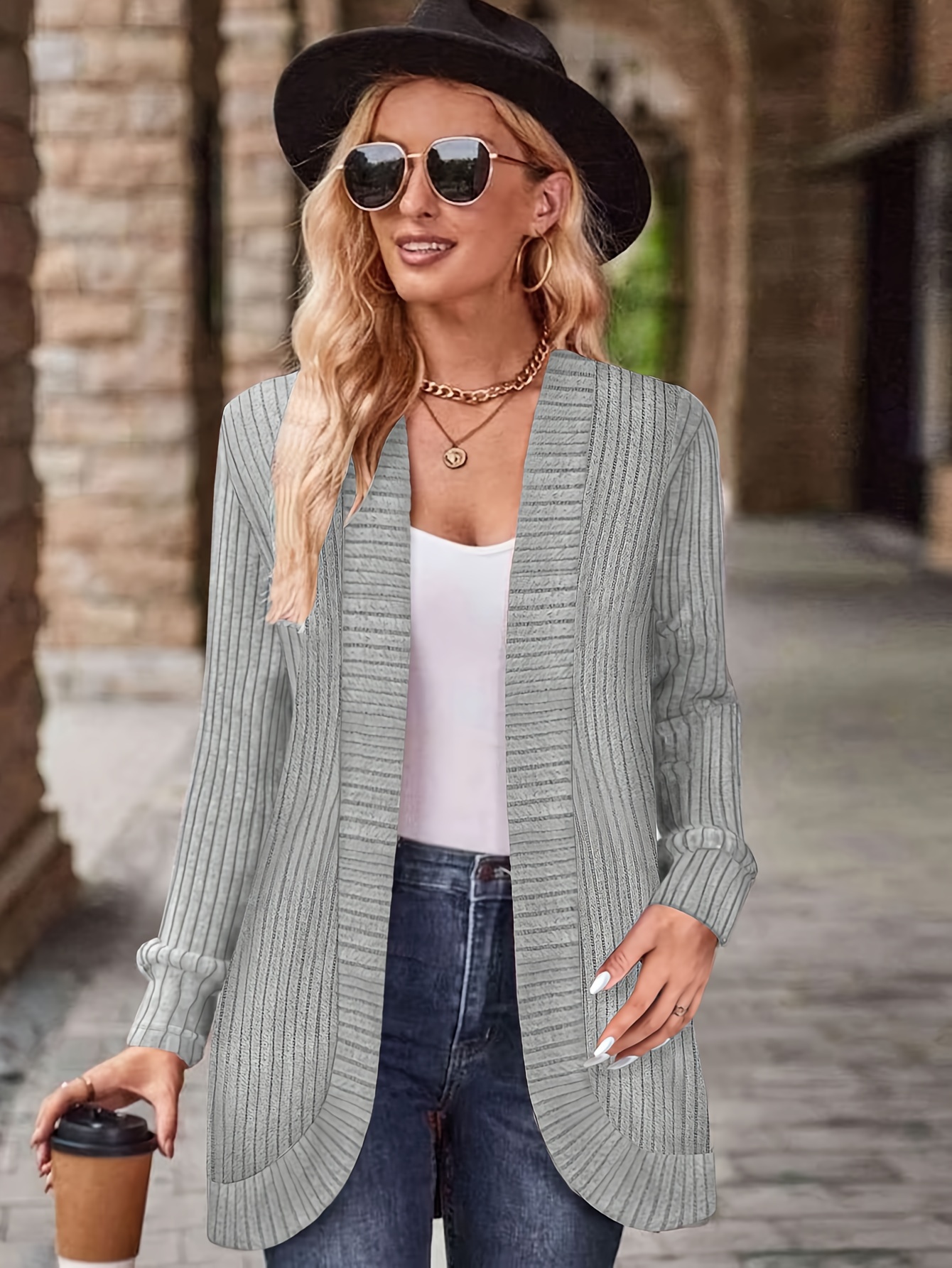 womens cable cardigan long sleeves | temu Temu