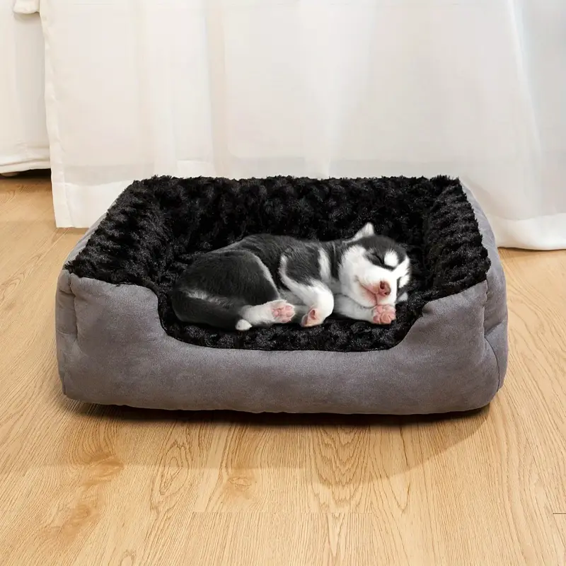 luxury polyester dog bed with non slip bottom breathable orthopedic pet sofa with memory foam filling washable flower patterned rectangle dog bed for small medium and toy breeds black Product details 1