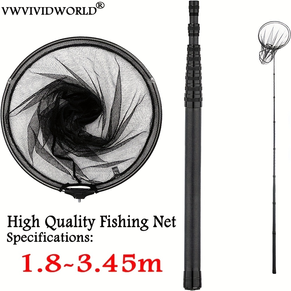 Foldable Fishing Landing Net with Telescoping Handle 3 Section Extending  Pole