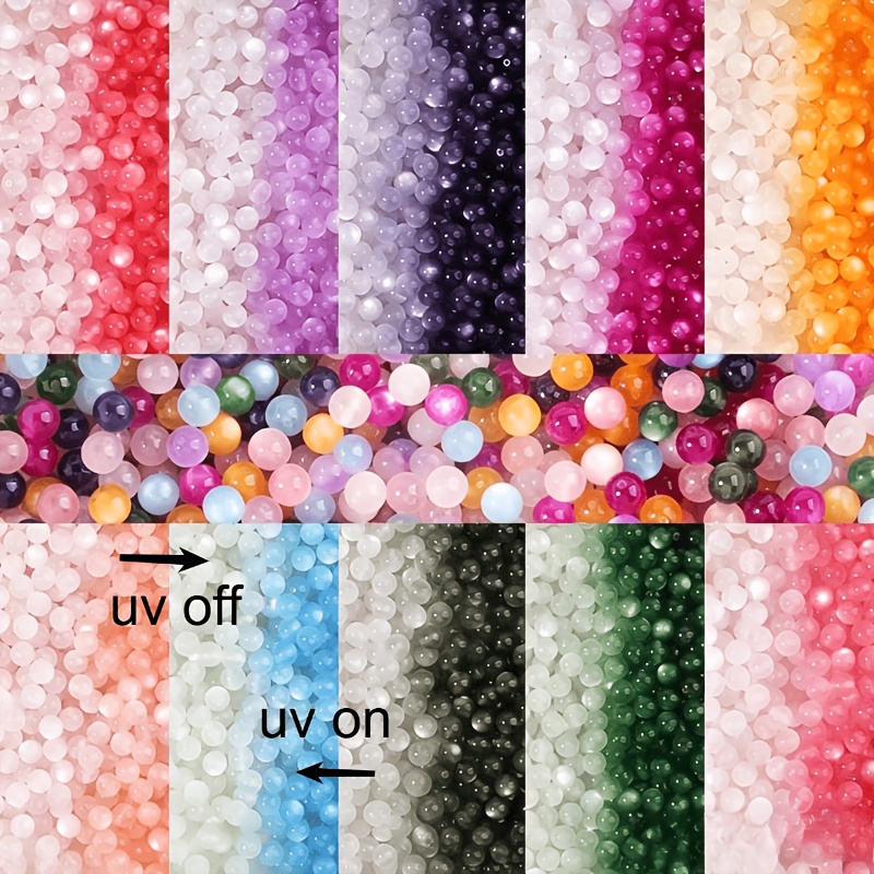 Color-changing Beads 98pcs, Includes 2m Elastic Cord + 10g Beading Kit, Suitable For Diy Bracelet, Necklace, Earring Jewelry Making, 6mm