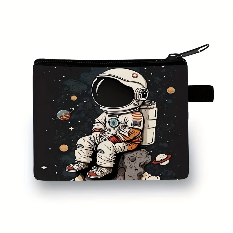 Cool Astronaut Coin Purse, New Style Personalized Wallet Cute Cartoon Unisex Printed Wallet, Durable Bag
