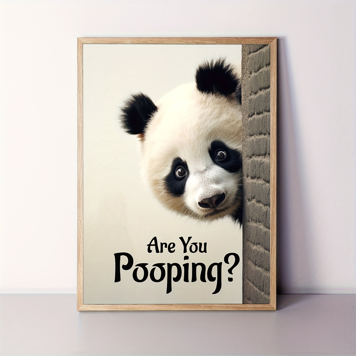 

Panda Peeking "are You Pooping" Funny Canvas Wall Art Poster For Home, Bedroom, Kitchen, Living Room, Bathroom, Hotel, Cafe, Office Decor - Unframed, 12x16 Inch - 1pc, High-quality Material