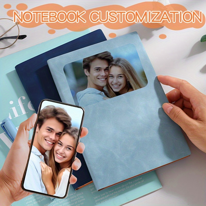 

Custom Photo & Notebook - Personalized A5 Journal With Name, Phone, And More - Ideal For Business, Meetings, And Gifts, Diary, Leather, Birthday & Christmas Gifts