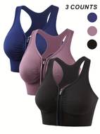 3 piezas de de color de gran tamaño para mujer, suelto, y transpirable, diseño de cremallera, para deportes y uso .