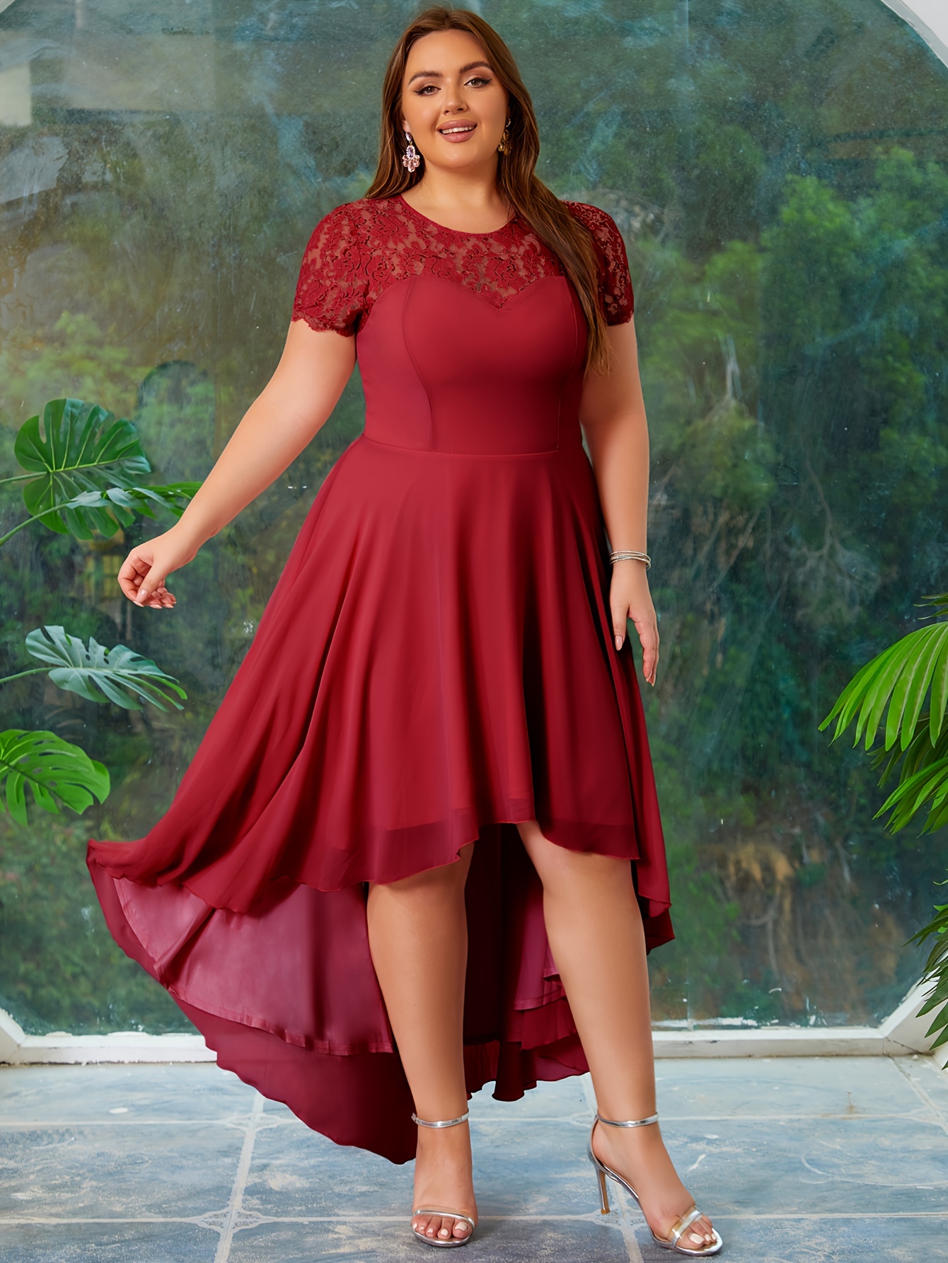plus size lace homecoming dresses Plus Size Fit and Flare Sleeveless Wholesale Prom Dresses Lace Appliques Evening Dresses On Sale main image 1