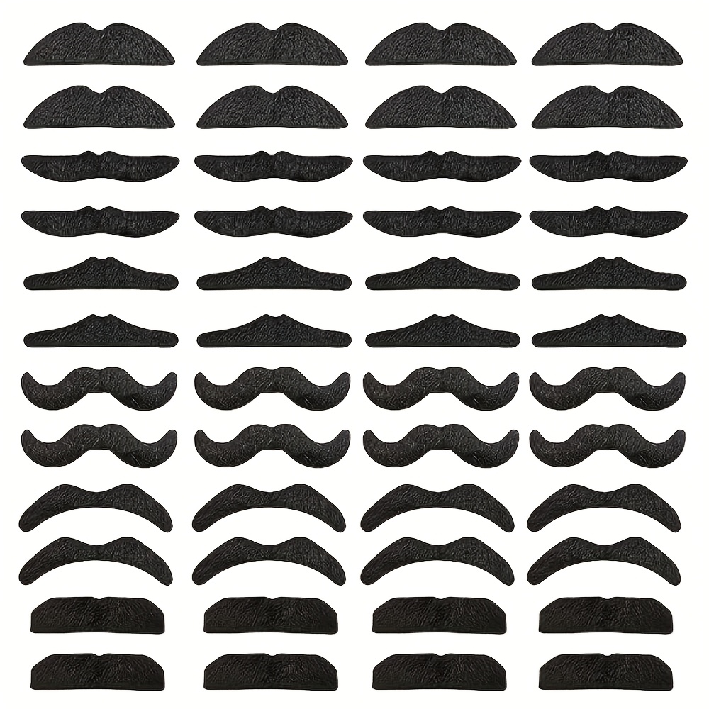 Image of 48pcs Novelty Fake Mustaches, Mustache Party Supplies, Novelty Self Adhesive Mustache For Halloween Costume Additions, Party Supplies
