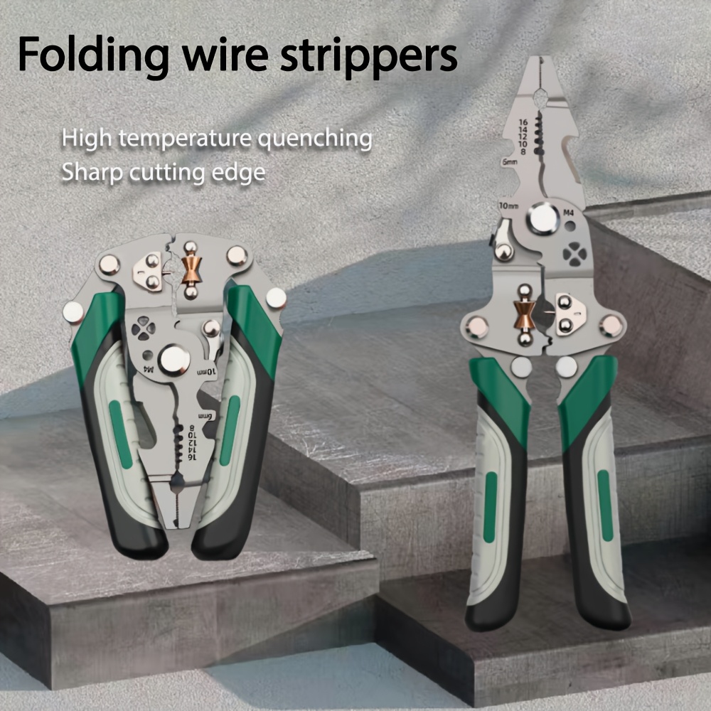 Multi-Functional Folding Wire Strippers, 1-Pack, Electrician'S Professional Crimping Tool with Cutter, Threader & Plier Capabilities, for Home Improvement & Electrical Repairs details 3