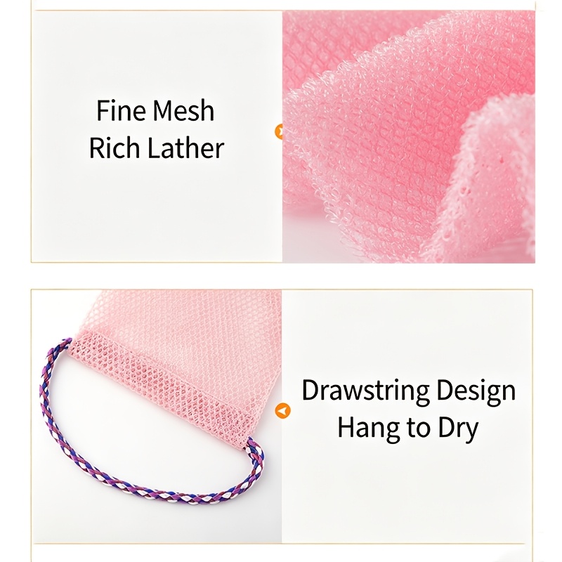 Drawstring Long Bath Towel, Nylon Mesh Exfoliating Towel