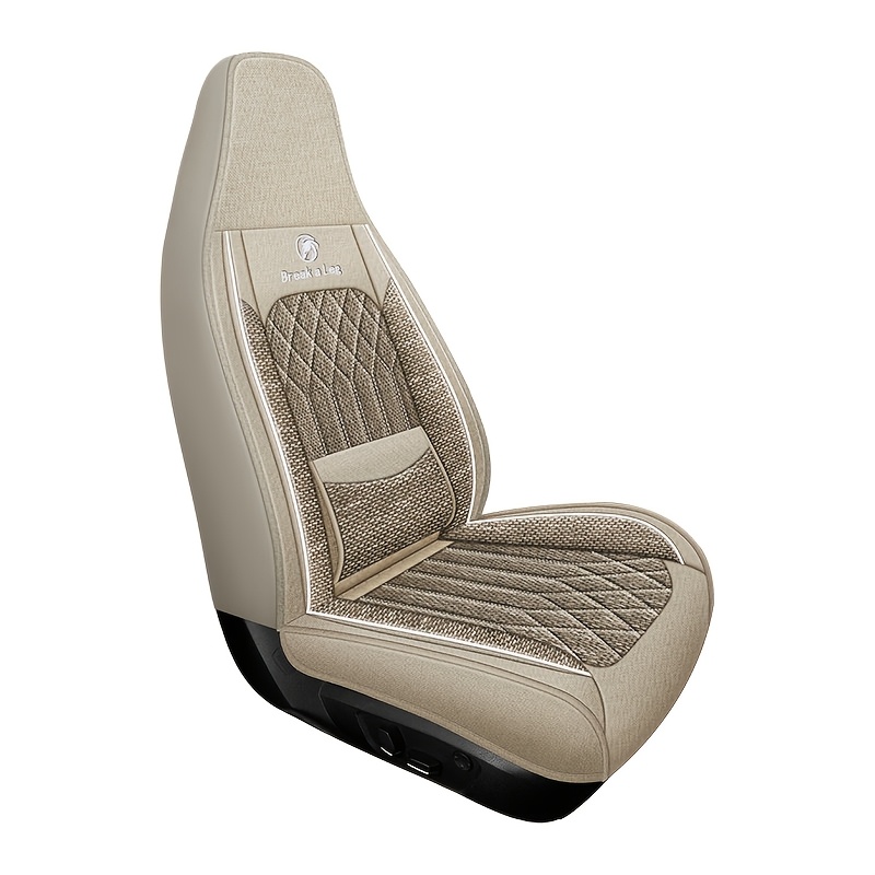 TEMU Linen Car Seat Covers, Suitable For Vehicle Integrated Front Seats, Made From Linen Material, Refreshing And Breathable, Suitable For , With A