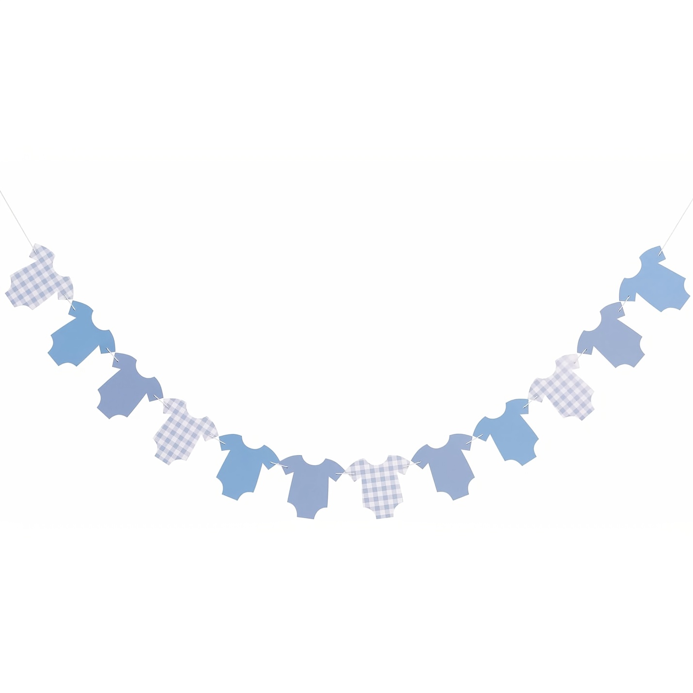 Baby Shower Paper Garland Short-sleeve Bodysuits Clothesline Garland Paper Banner For Birthday Baby Shower Gender Reveal Decoration, New Year Decoration, Christmas Decoration, 12pcs In 1 Set, Blue