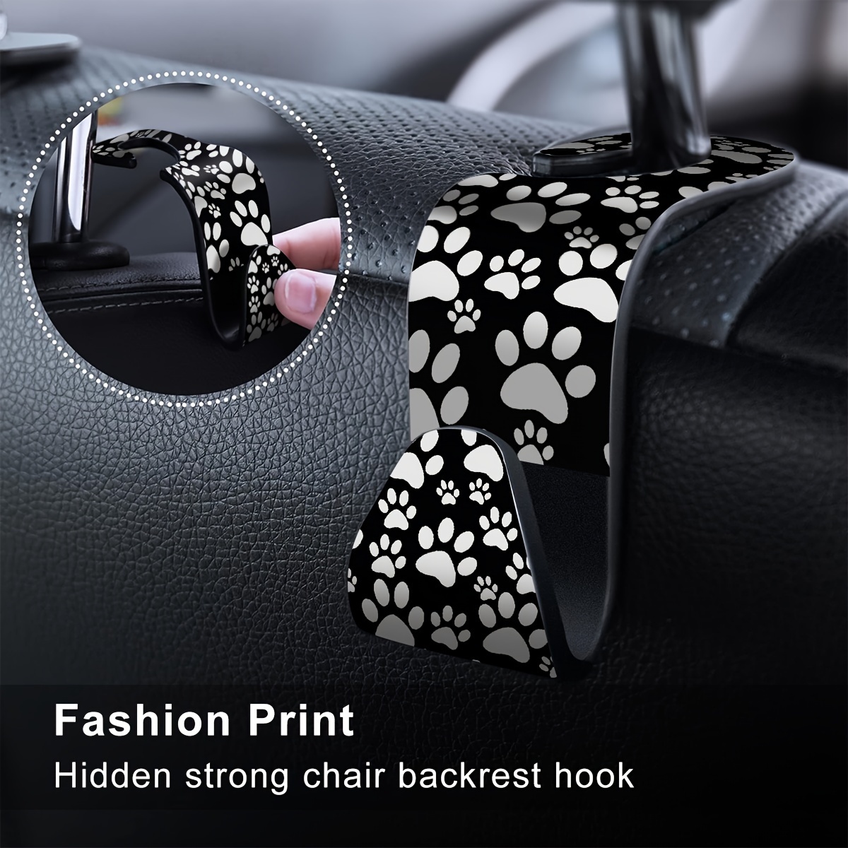 

2pcs Paw Printed Fashionable Hooks, Car Rear Seat Hooks, Multifunctional Car Headrest Hanging Storage Hooks, Car Interior Accessories, Easy To Install