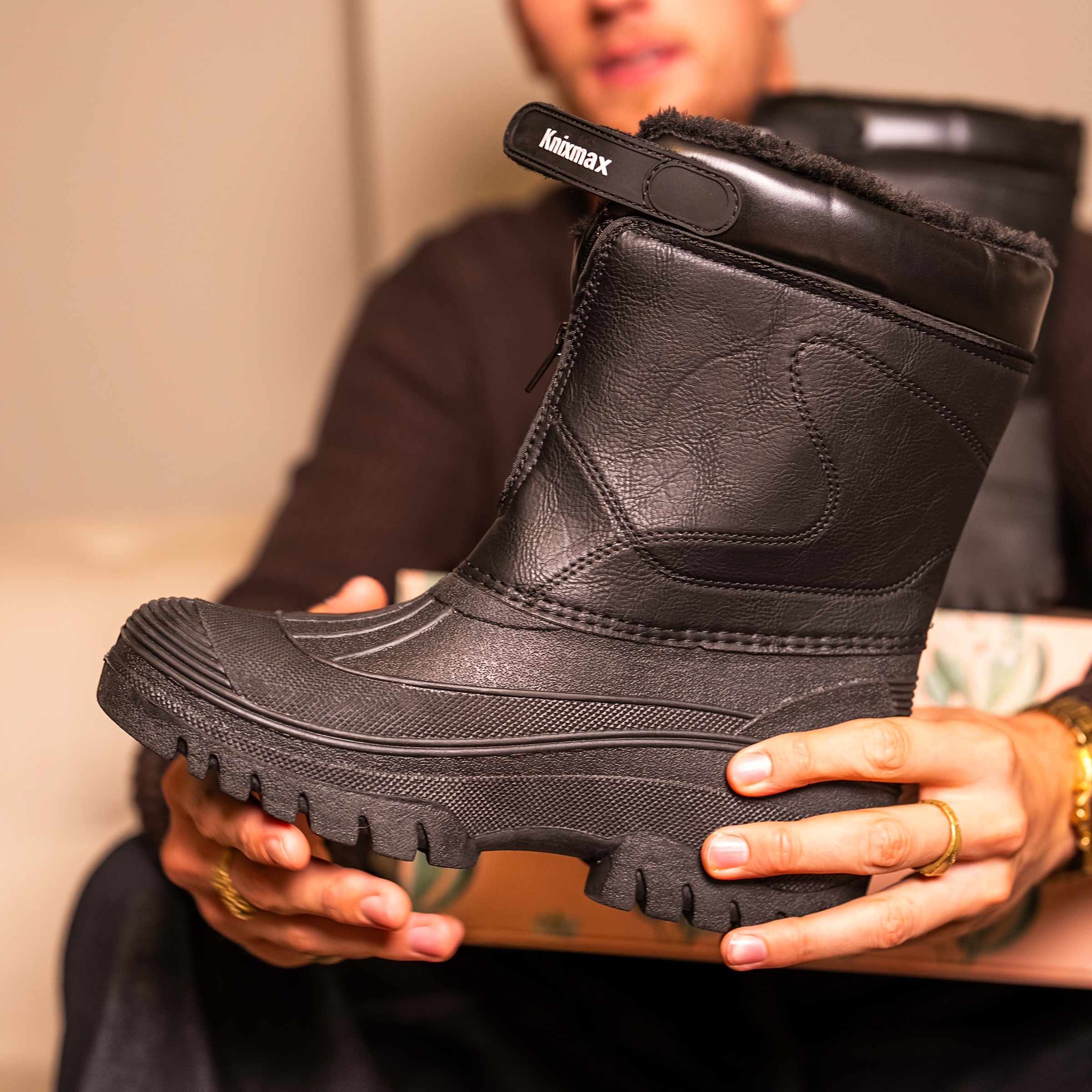 mens warm lined high quality snow boots non slip tpr Temu New