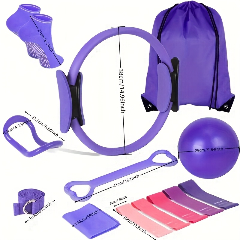 This 13pcs Strength Training Set Made of PP Material Is Suitable for Home Workouts, Featuring a 9.8-Inch Pilates Ball, a 12-Inch Yoga Ring, And Resistance Bands, Designed for Women