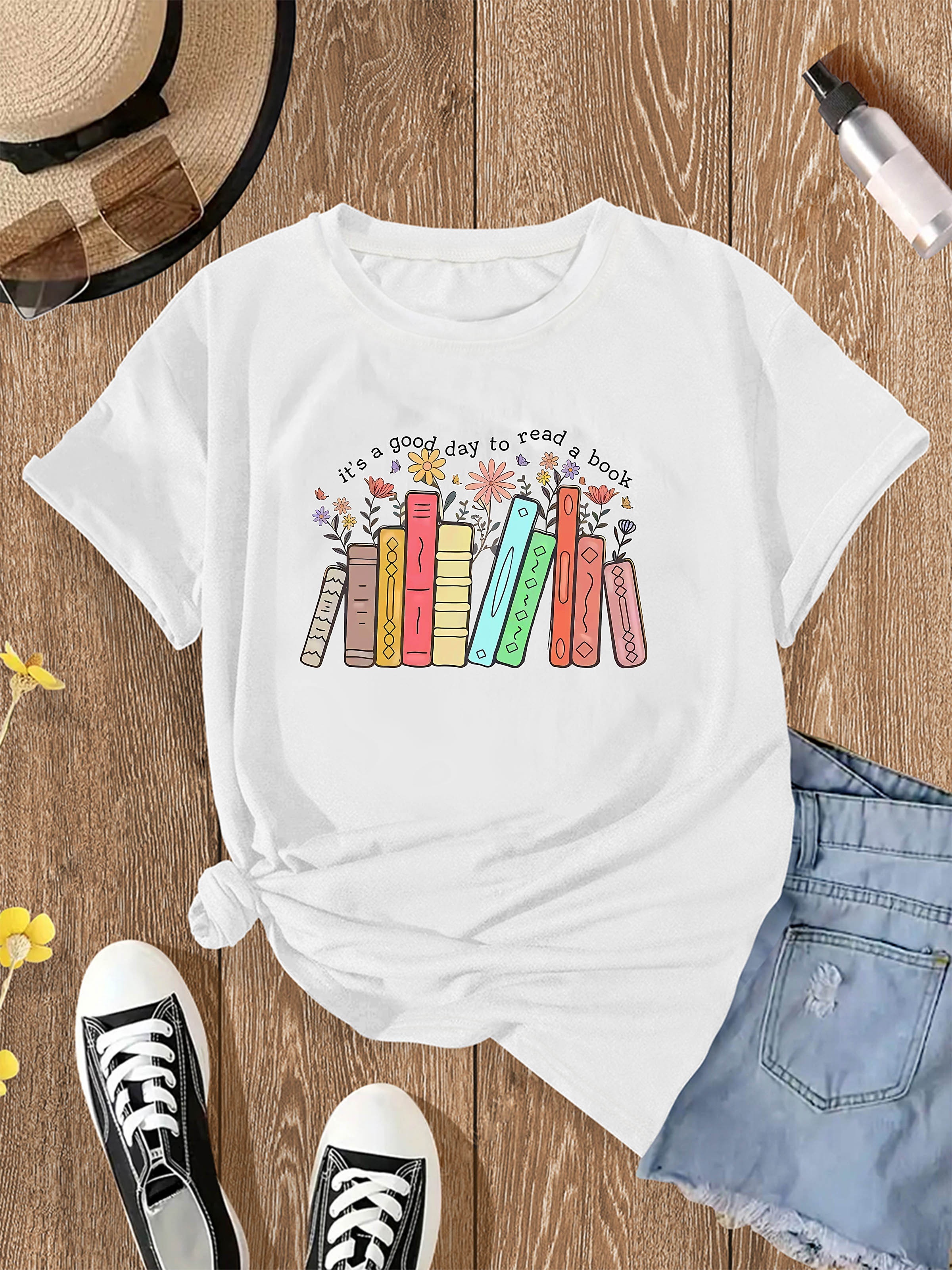 T-shirt Motif Fleurs épaule - 100% Coton Bio - Fabriqué Au Portugal