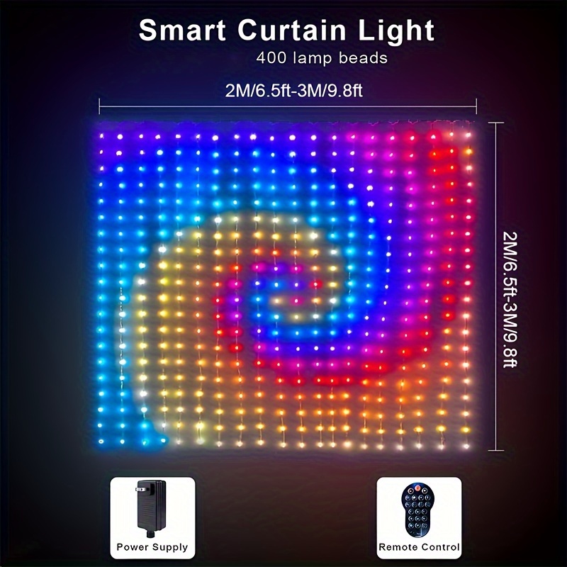 

Smart Curtain Lights - 6.56 X 6.56ft/9.8x9.8ft American Flag Lights Outdoor App Controlled With Color Changing Led For Indoor, , Christmas, Shop, Bar, Diy (1pc/2pcs)