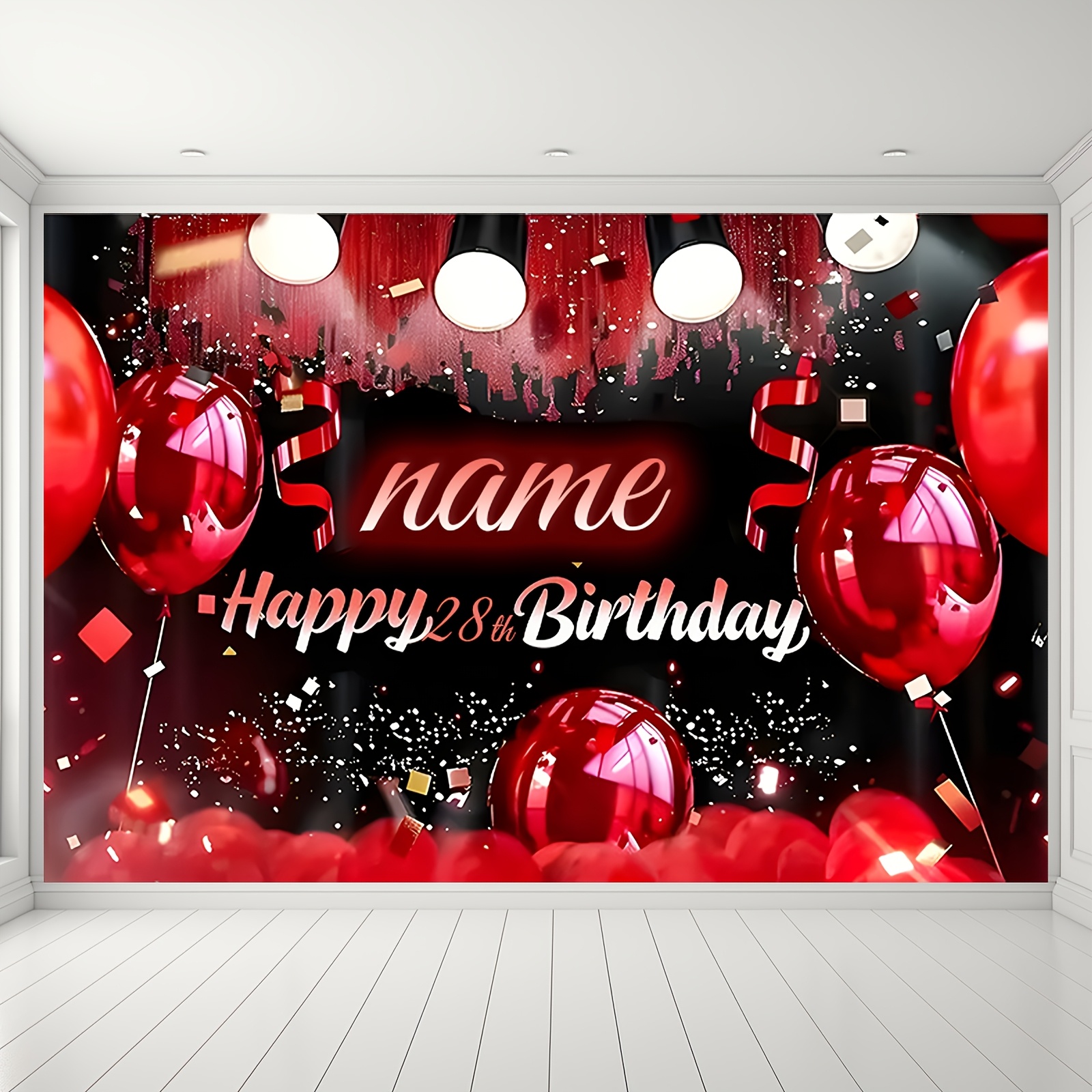 

Customizable Neon Balloon Birthday Banner - Personalize With Age & Name, Photo Booths & Celebrations, Vinyl Backdrop For Parties & Anniversaries, Birthday Party Decorations, Party Theme, Neon, Fashion