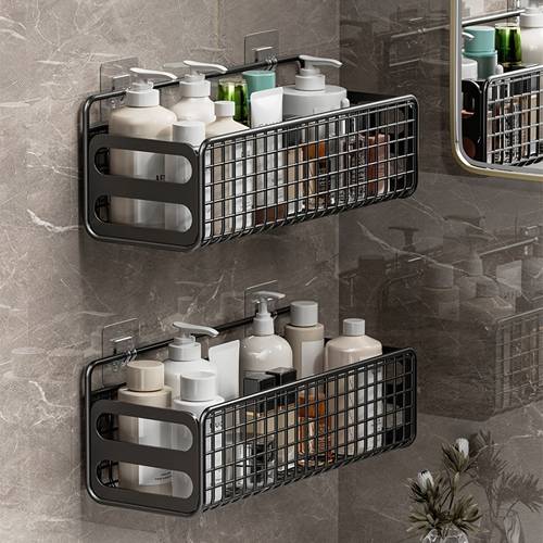 heavy duty bathroom shelf no drill mount organizer multi tier bathroom storage rack with hanging shelves space saving over sink bathtub for bathroom kitchen office alloy construction bathroom organizers and storage durable organizer wallmounted organizer rustresistant material small