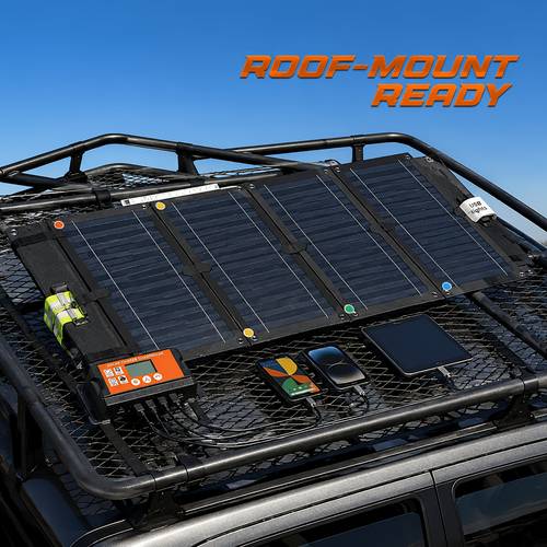 Emergency 18V Monocrystalline Solar Panel Kit Portable Charger for RV High Conversion with USB Type-C Port for Tablet Phone Power Backup