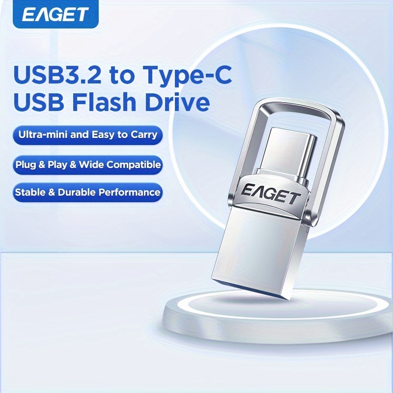 

Lecteur de clé USB EAGET ultra-.2, connecteur double Type-C/USB-A, transfert haute vitesse, pénété en de , compatible avec smartphones//PC