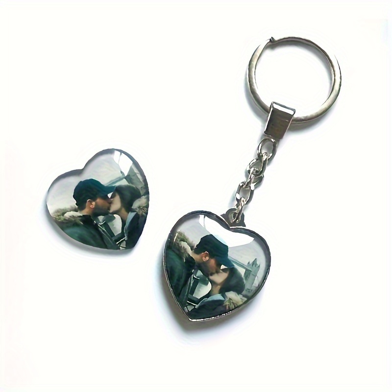 

Custom Picture Photo Keychain Double Sided Personalized Heart Shaped Alloy Key Chain Ring Pet Tag Valentine's Day Mother's Day Father's Day Gift