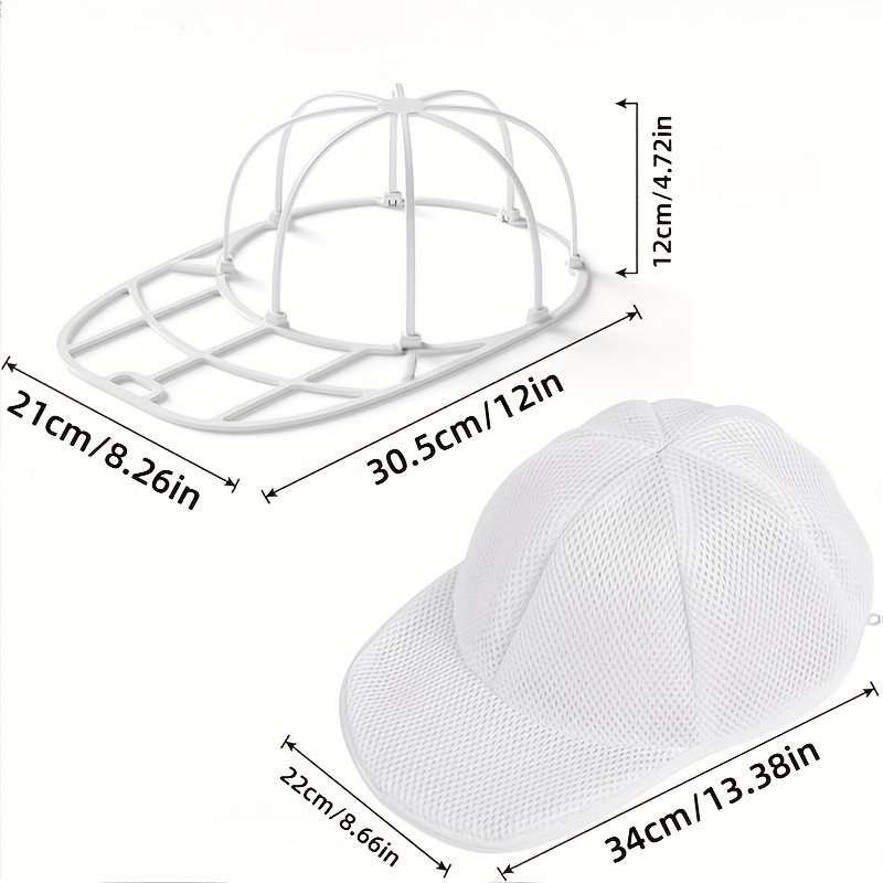 TEMU Ldq Reusable Washing Hat Washer Cage With Anti-deformation Cap Frame & Mesh Storage Bag - Durable Plastic Suitable For All Adult Baseball Caps,