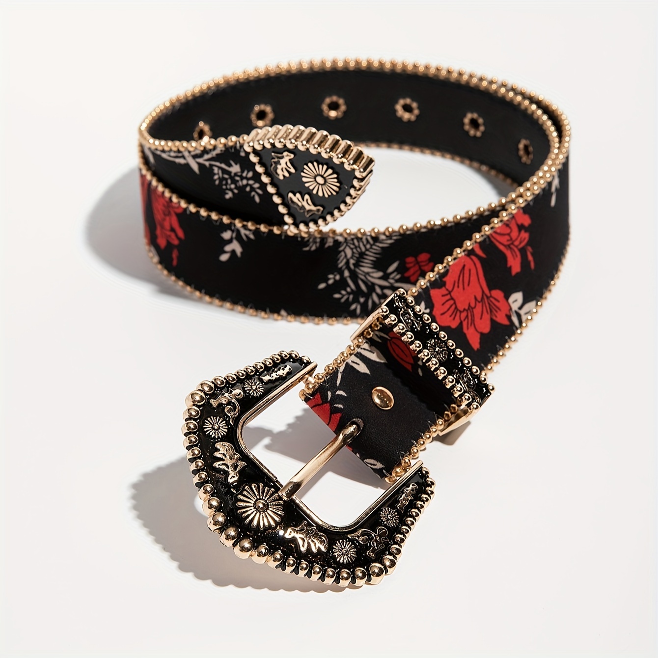 a womens vintage western style black floral embossed metal  display picture 3