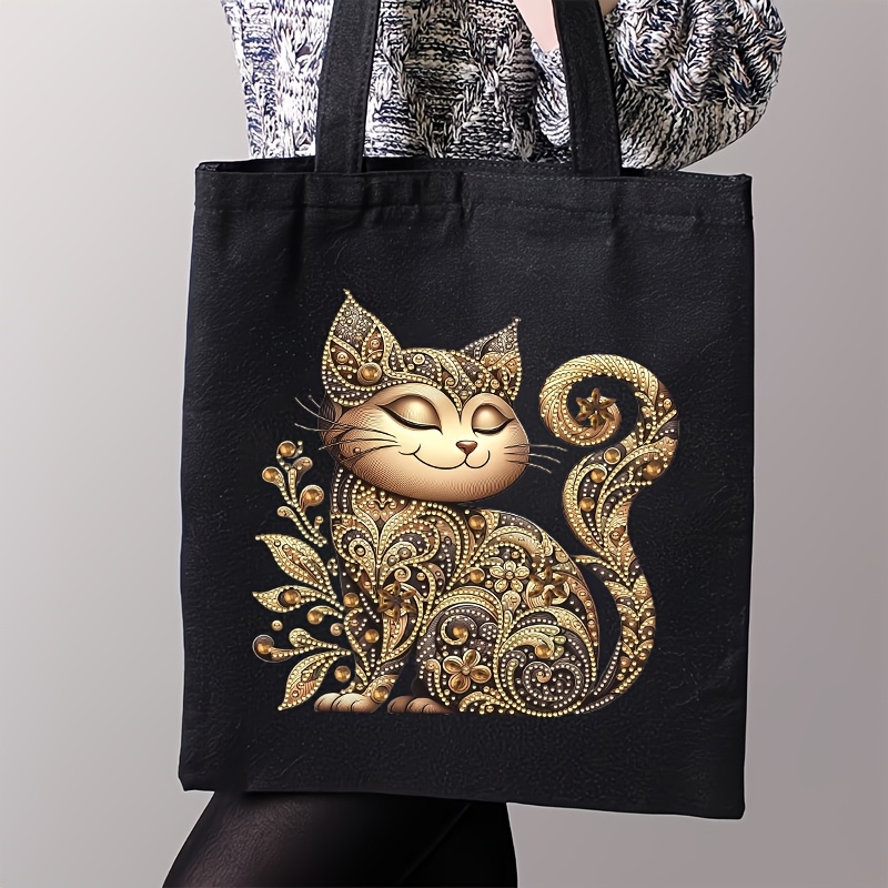 TEMU 1 Set Of Diy Diamond Painting Tote Bag Canvas Bag Kit With Diamond Painting Design - Large Size 30cm X 35cm, Featuring An Elegant Pattern,