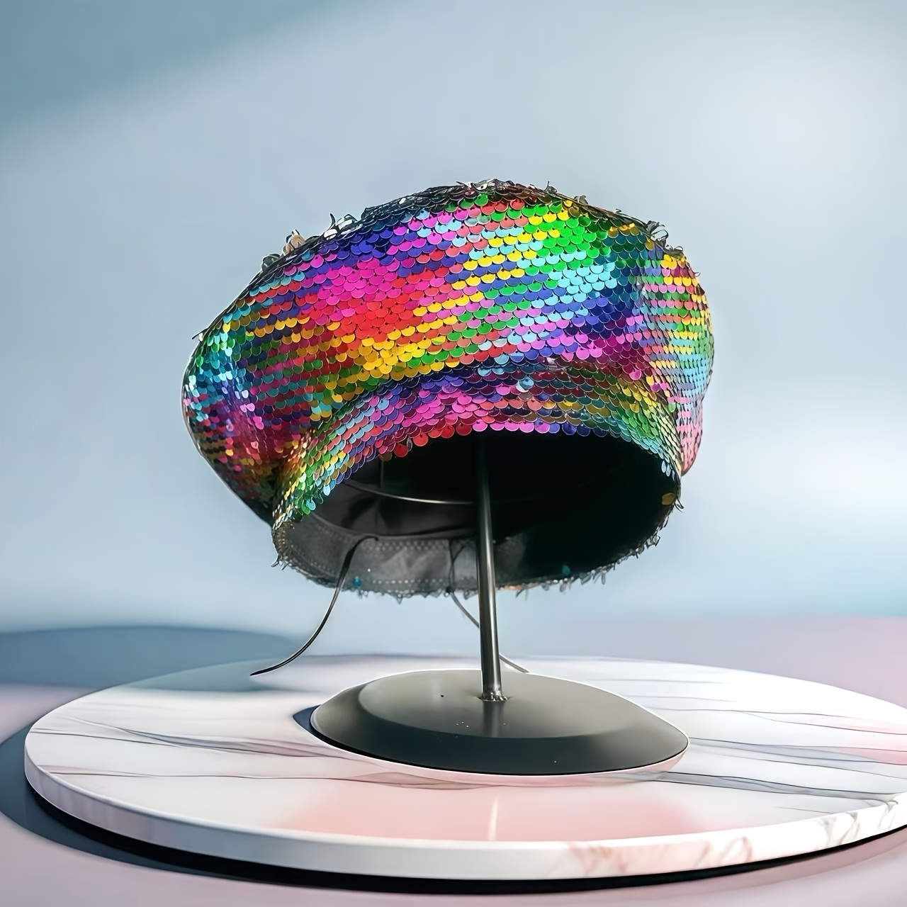 womens french beret hat multicolor sequins - Temu display picture 1