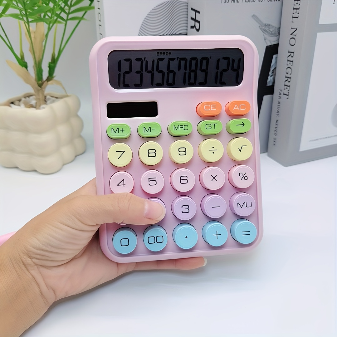 Calculatrice De Bureau Mini Portable 12 Chiffres Écran LCD - Design Rose Mignon Pour Étudiants Et Maison