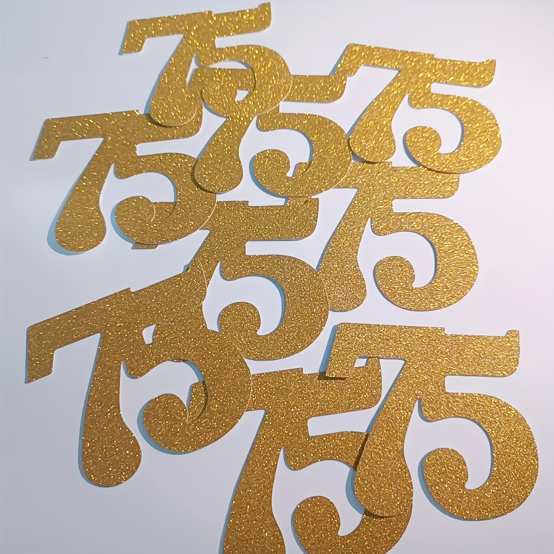 Image of 18pcs, Golden Paper Confetti For 75th Birthday & Anniversary Celebrations - Perfect For Party Decorations, Birthday Party