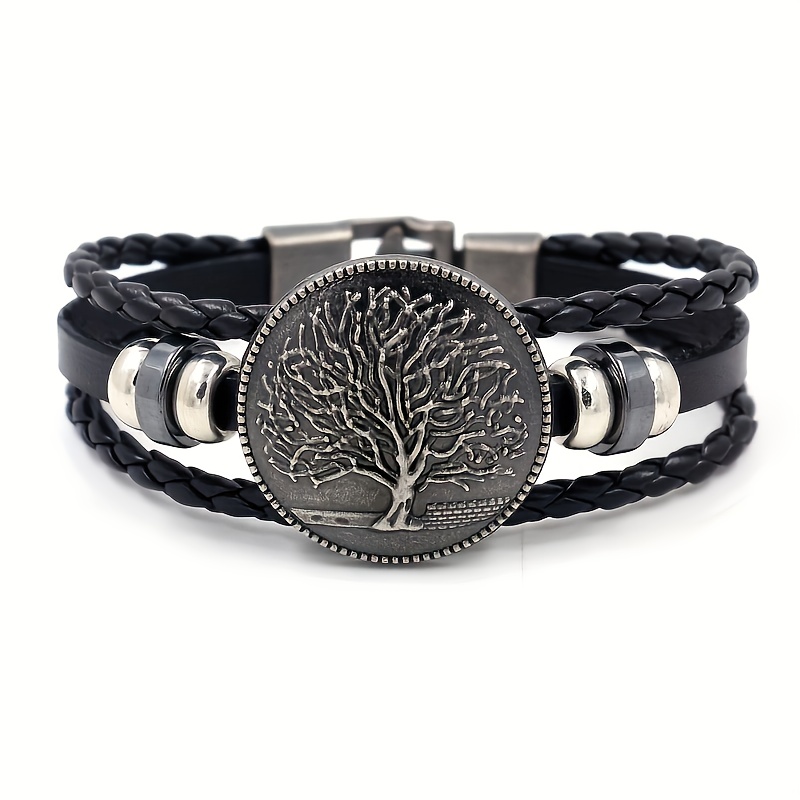 E-shop 1 Stück Europäischer Amerikanischer , Handgefertigte Lederarmbänder, Modische Kreative Armbänder, Mehrschichtige Armbänder, PU-Leder Schmuck