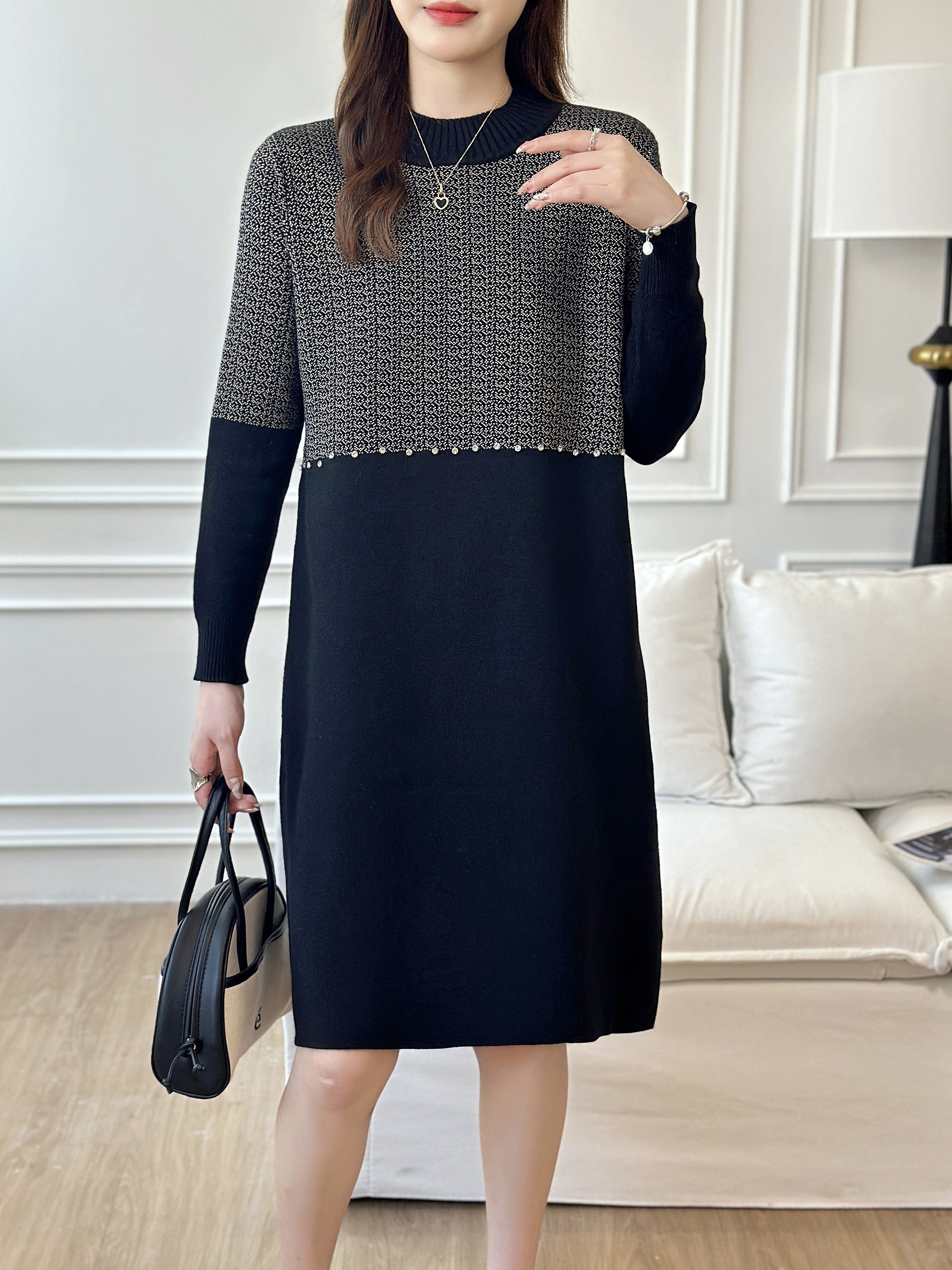 womens oversized sweater dress a line midi length winter - Temu United Arab  Emirates