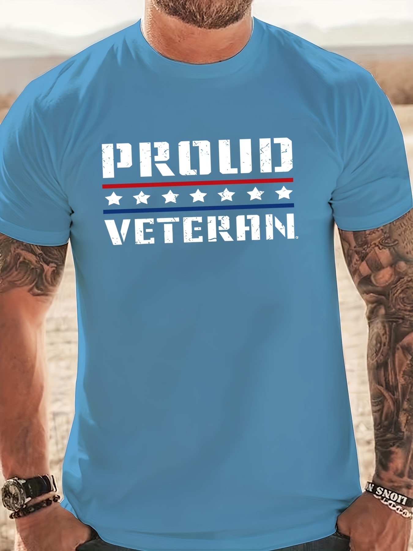 Proud Veteran Print Men's Fashion T shirt Casual Short - Temu Ireland