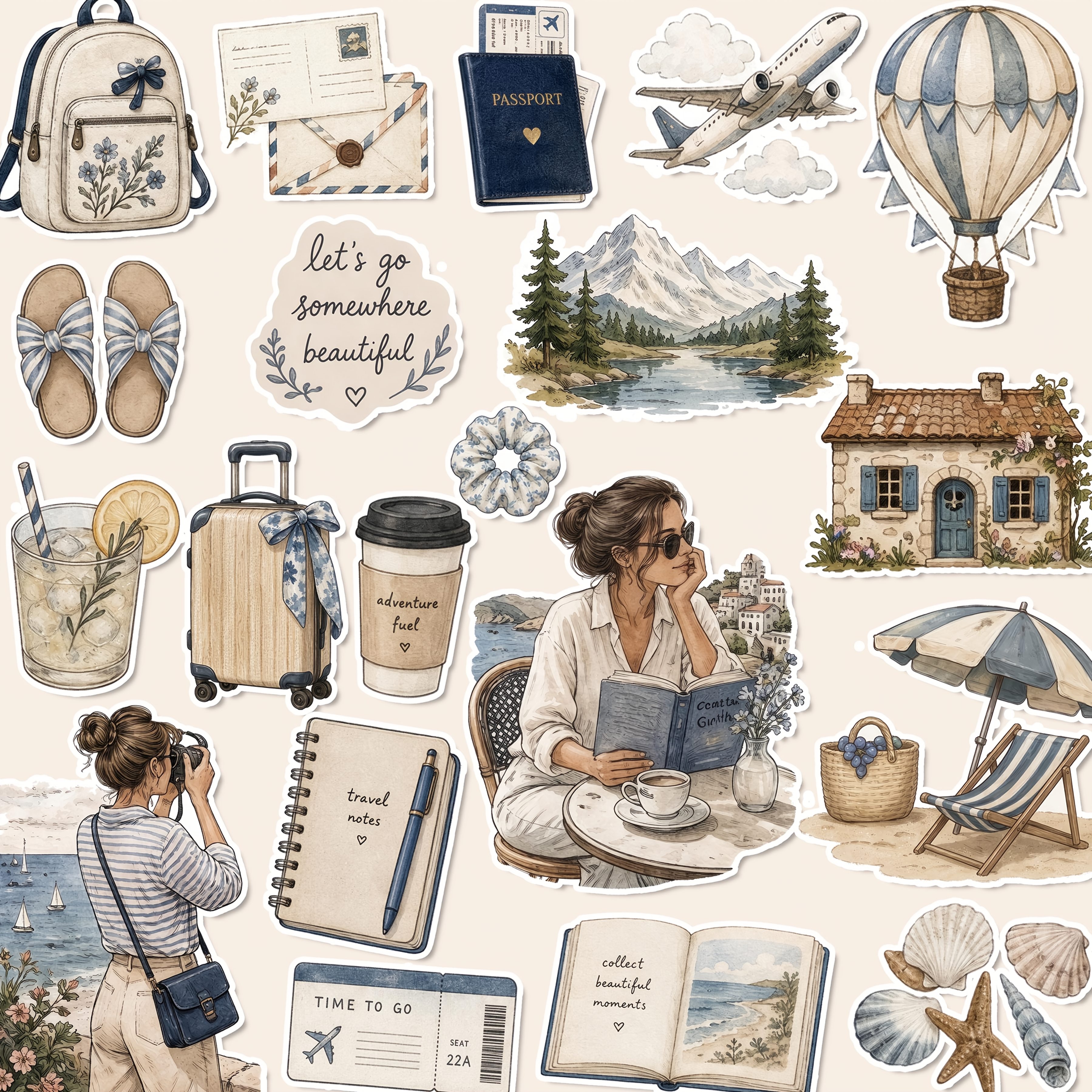TEMU 1 Set, Travel Vacation Theme Stickers, Planning Stickers, Office Stickers, Friendship Love Gift Stickers, Packaging Stickers, Holiday Party